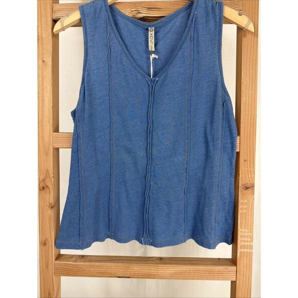 XCVI Tops - NWT XCVI Blue V Neck Ruched Seam Details Tank Top #1172 Size SMALL